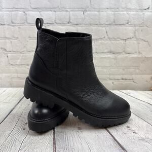 Nordstrom Miller 2 Black Pebbled Leather Water Resistant Ankle Boot Zip US 11 M
